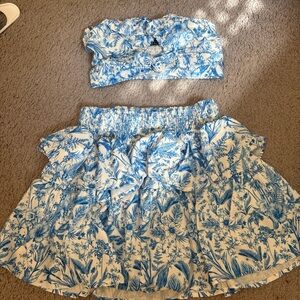 SHEIN Blue Floral Two-Piece Dress